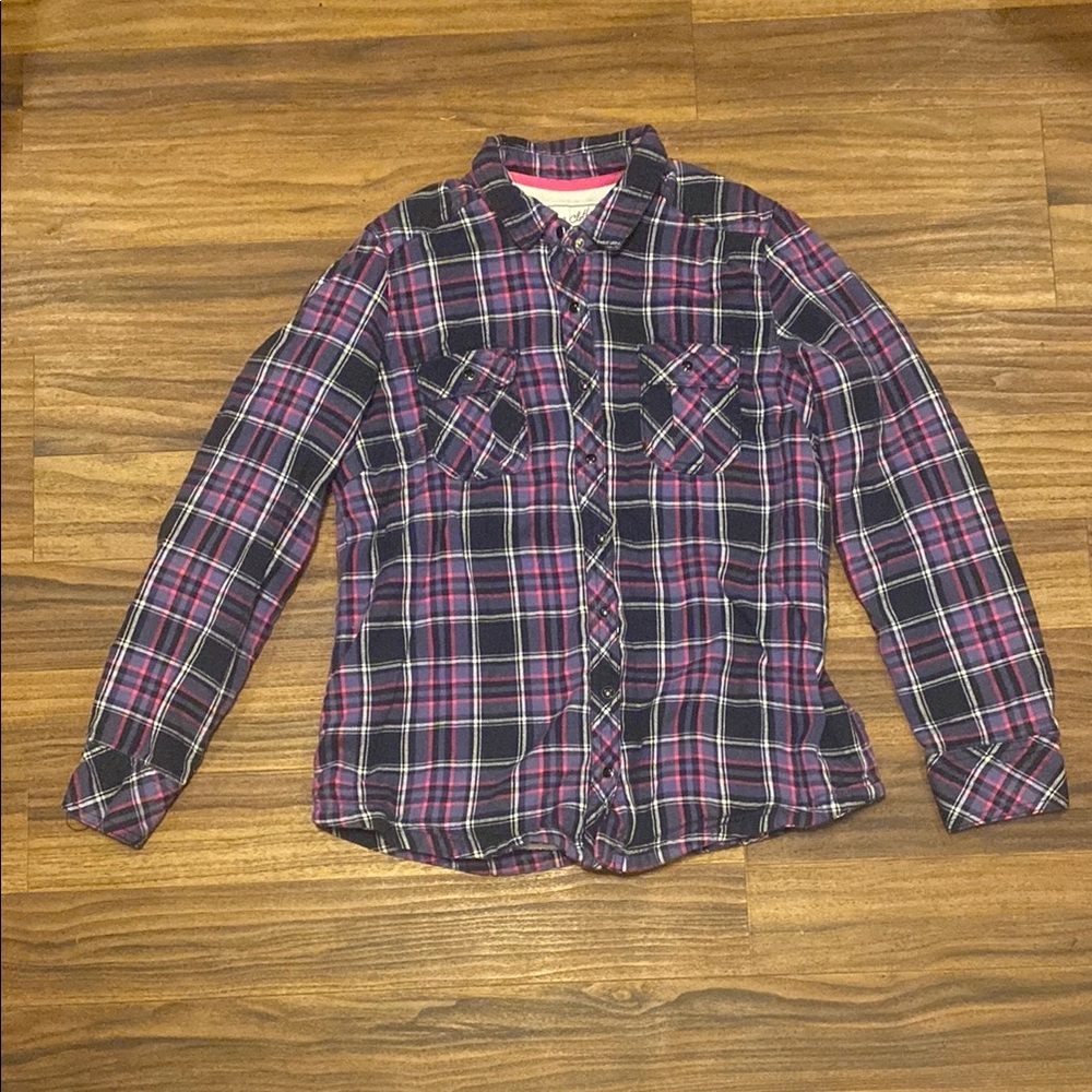 Plaid Size S Button-Up Flannel Sweater